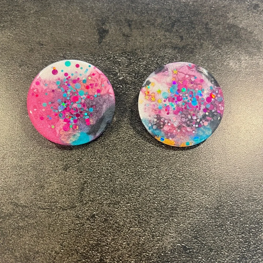 Handmade jewelry statement earrings colorful round NEW
